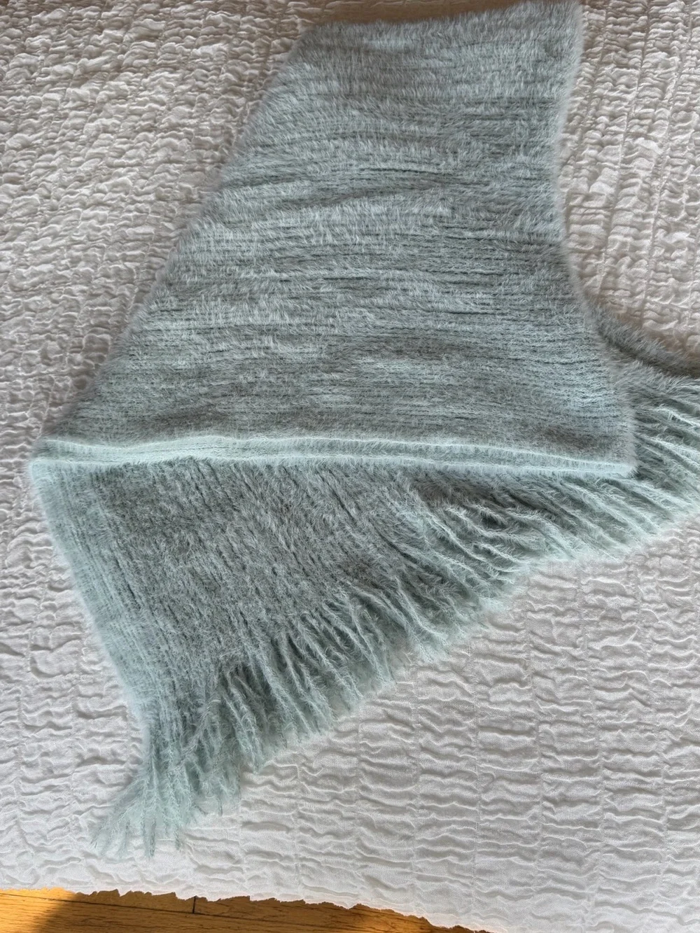 Free People Whisper Fringe Blanket Scarf in Opal Blue